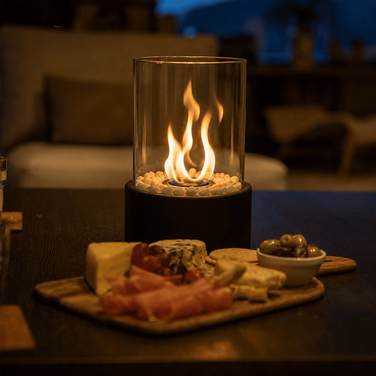 GlowEdge | Portable Glass Fireplace for Modern Indoor & Outdoor Ambience