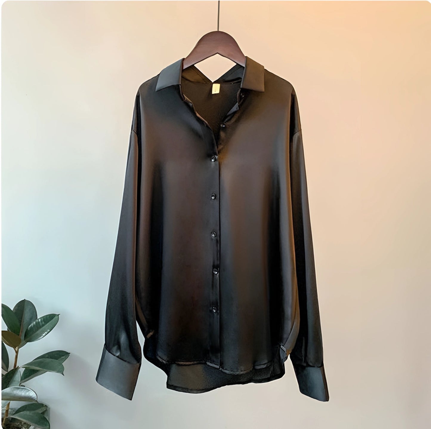 Variant image for Lunara - Elegant Silk Blouse for Women | Long Sleeve Button-Up Plus Size Tops-19