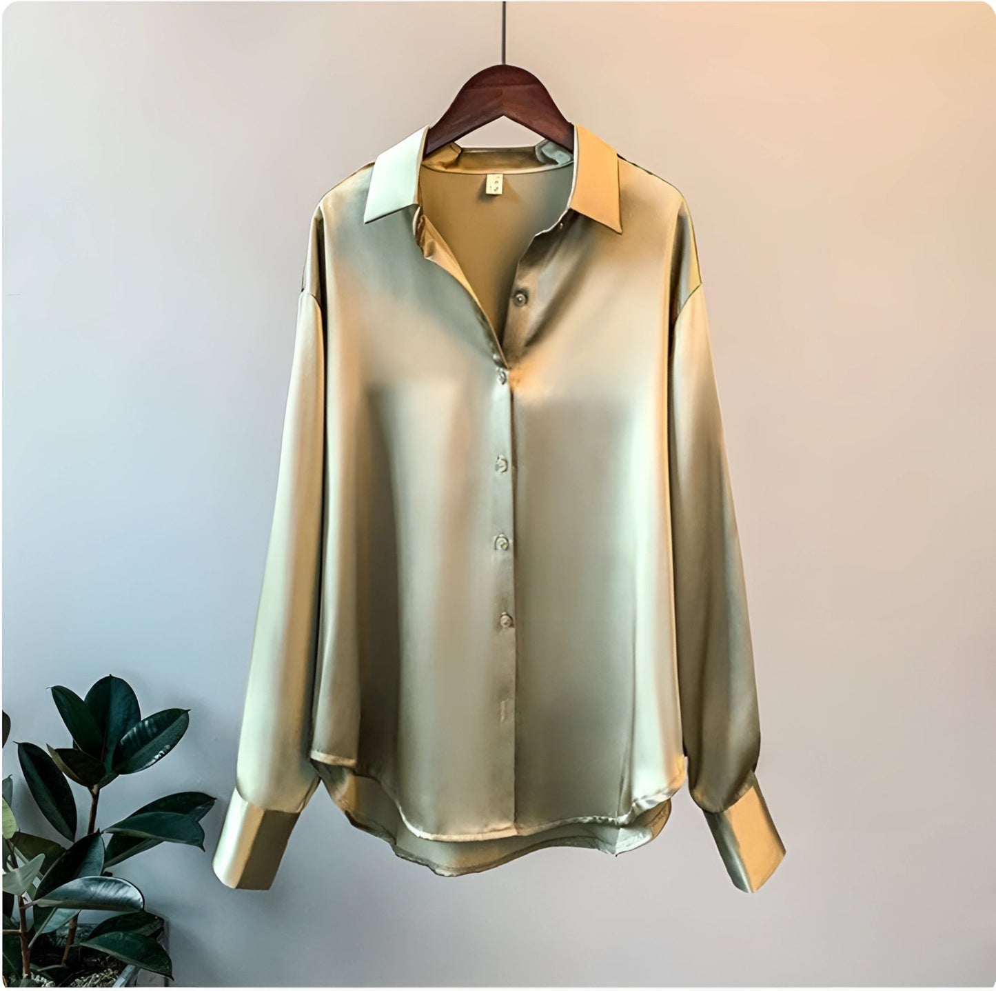 Variant image for Lunara - Elegant Silk Blouse for Women | Long Sleeve Button-Up Plus Size Tops-7