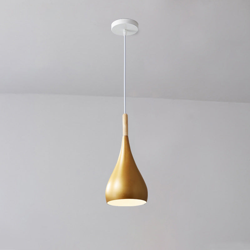 LumoNord | Nordic Iron Wood Aluminium Pumpkin Water Drop 1-Light Pendant Lamp for Dining Room