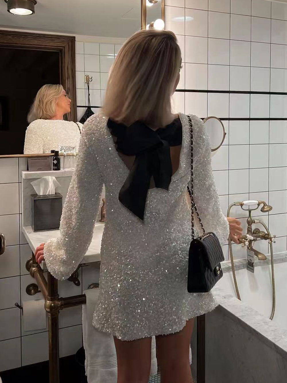 Amélie | Women's Dress – Elegant Back-Bow Design-2