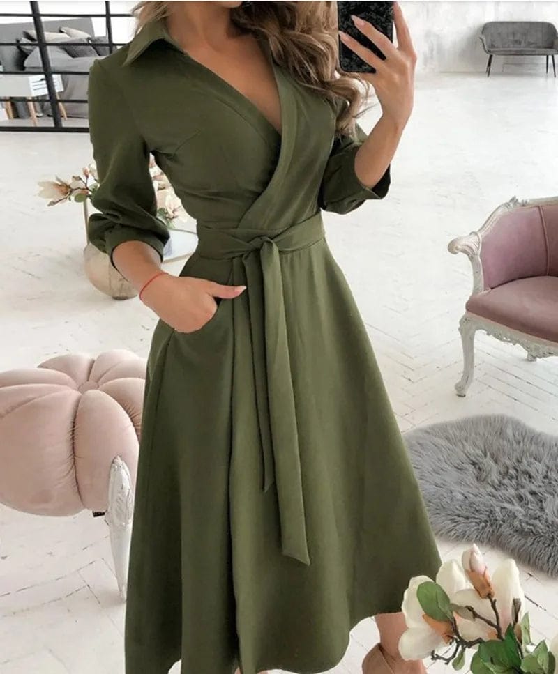 Variant image for Amara | Women's Dress – Timeless Wrap Elegance-11