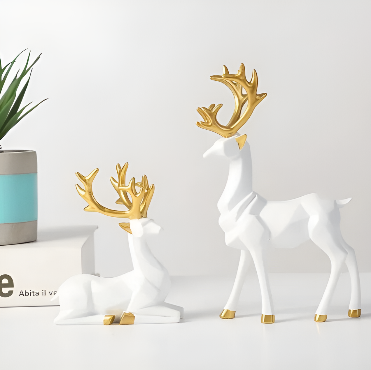 WinterWhimsy | Elegant Resin Reindeer Set