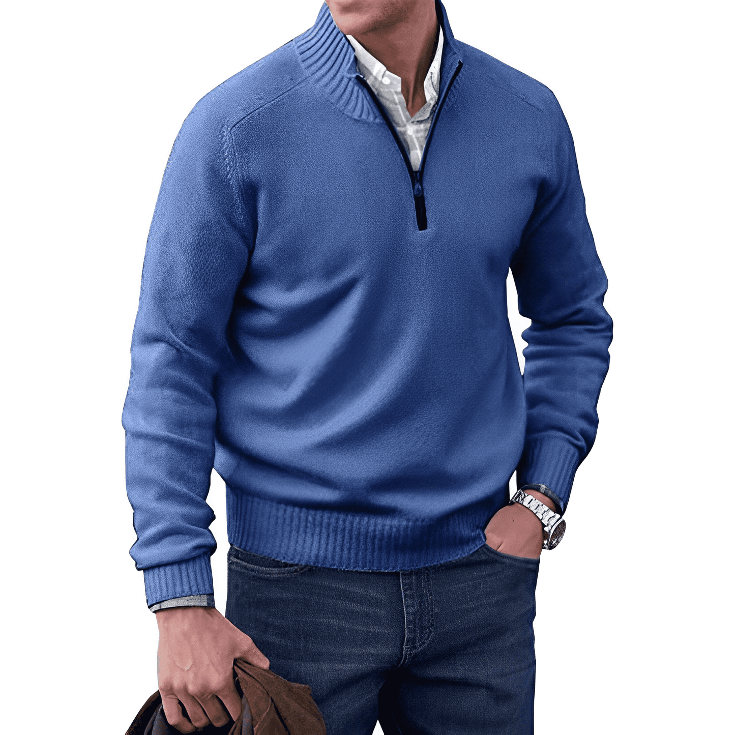 Variant image for Valentino | Men's Quarter Zip Sweater – Elegant Knit Layering Piece-43