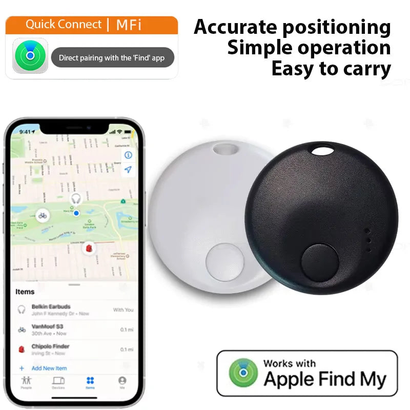Mini GPS Ortungsgerät mit Anti-Verlust-Erinnerung für iOS – Kompakt für Schlüssel, Haustiere und Kinder, Bluetooth 5.0, Schwarz 1