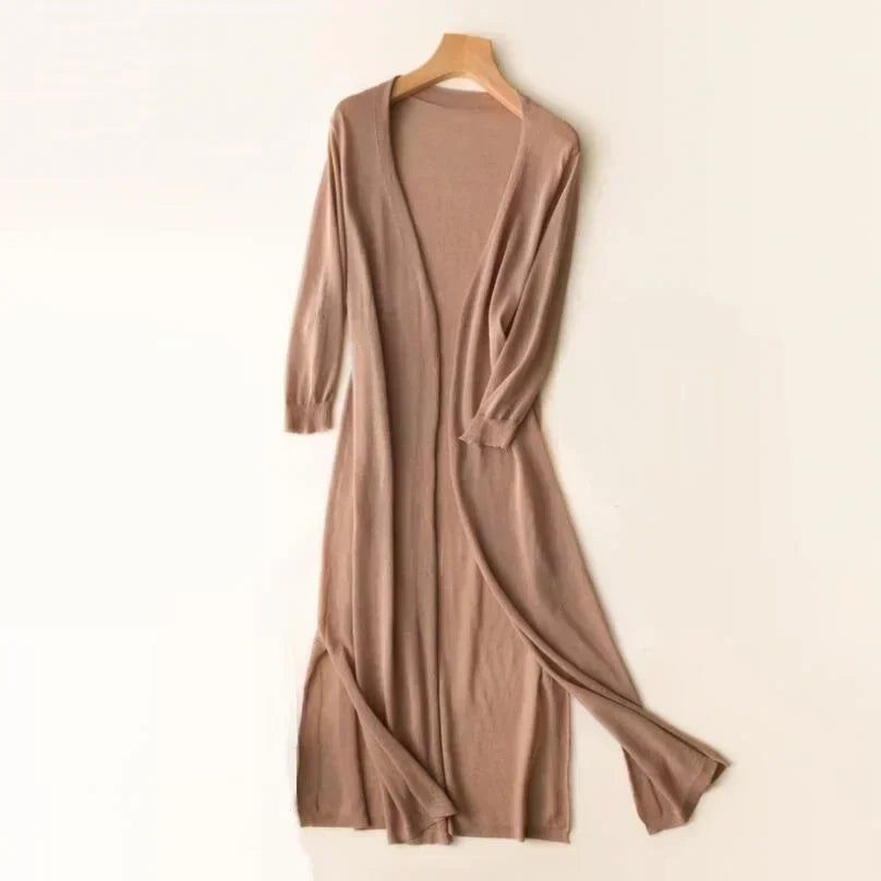 Variant image for Couture-Moda Women's Long Cardigan - Lightweight Knit Open Front with 3/4 Sleeves-25