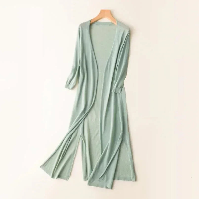 Variant image for Couture-Moda Women's Long Cardigan - Lightweight Knit Open Front with 3/4 Sleeves-5