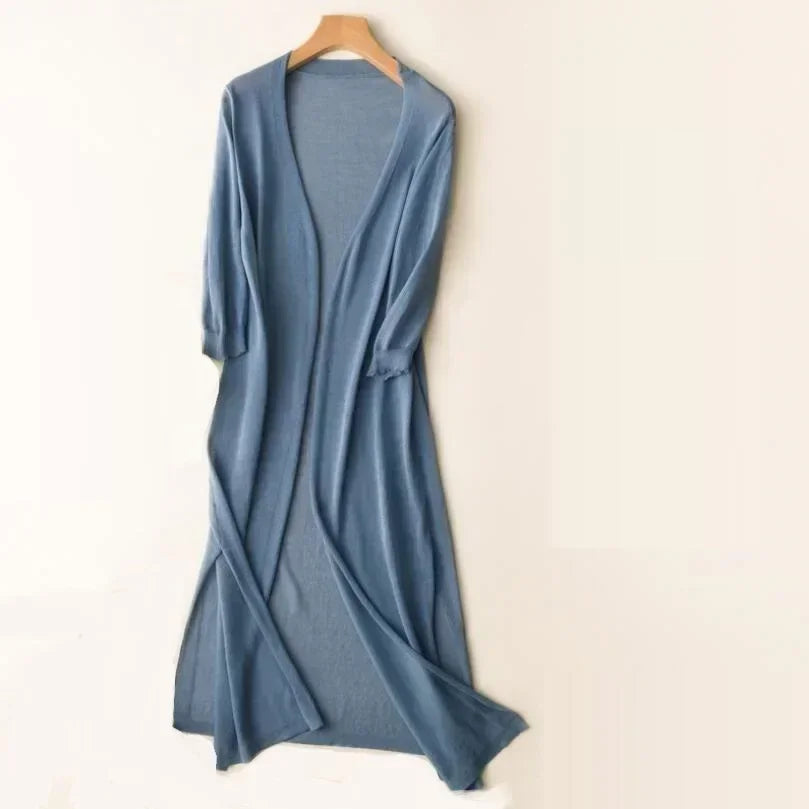 Variant image for Couture-Moda Women's Long Cardigan - Lightweight Knit Open Front with 3/4 Sleeves-21
