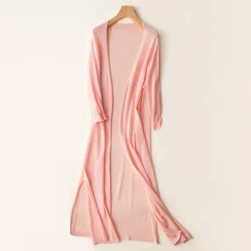 Variant image for Couture-Moda Women's Long Cardigan - Lightweight Knit Open Front with 3/4 Sleeves-13