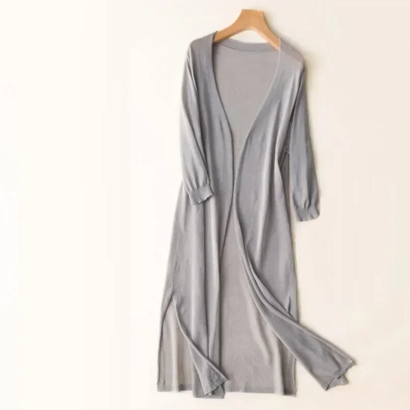 Variant image for Couture-Moda Women's Long Cardigan - Lightweight Knit Open Front with 3/4 Sleeves-17