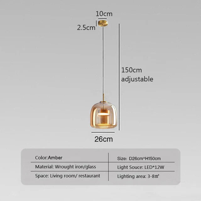 AmberSphere | Modern Glass Ceiling Lamp