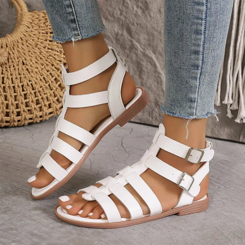 Ava | Elegant Women's Sandals Brown White
