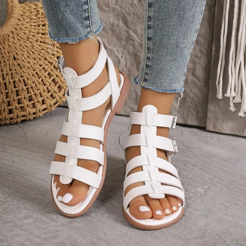 Ava | Elegant Women's Sandals Brown White