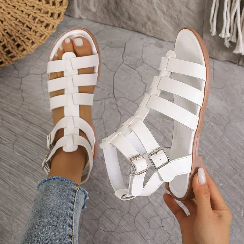 Ava | Elegant Women's Sandals Brown White