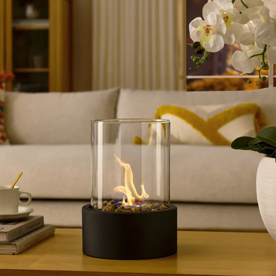 GlowEdge | Portable Glass Fireplace for Modern Indoor & Outdoor Ambience