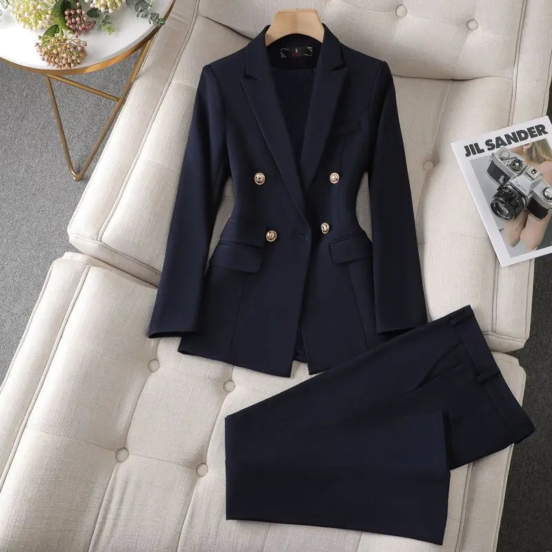 Variant image for Elegant Women's Suit - Classic Lapel Blazer and Trouser Set for All Seasons-7