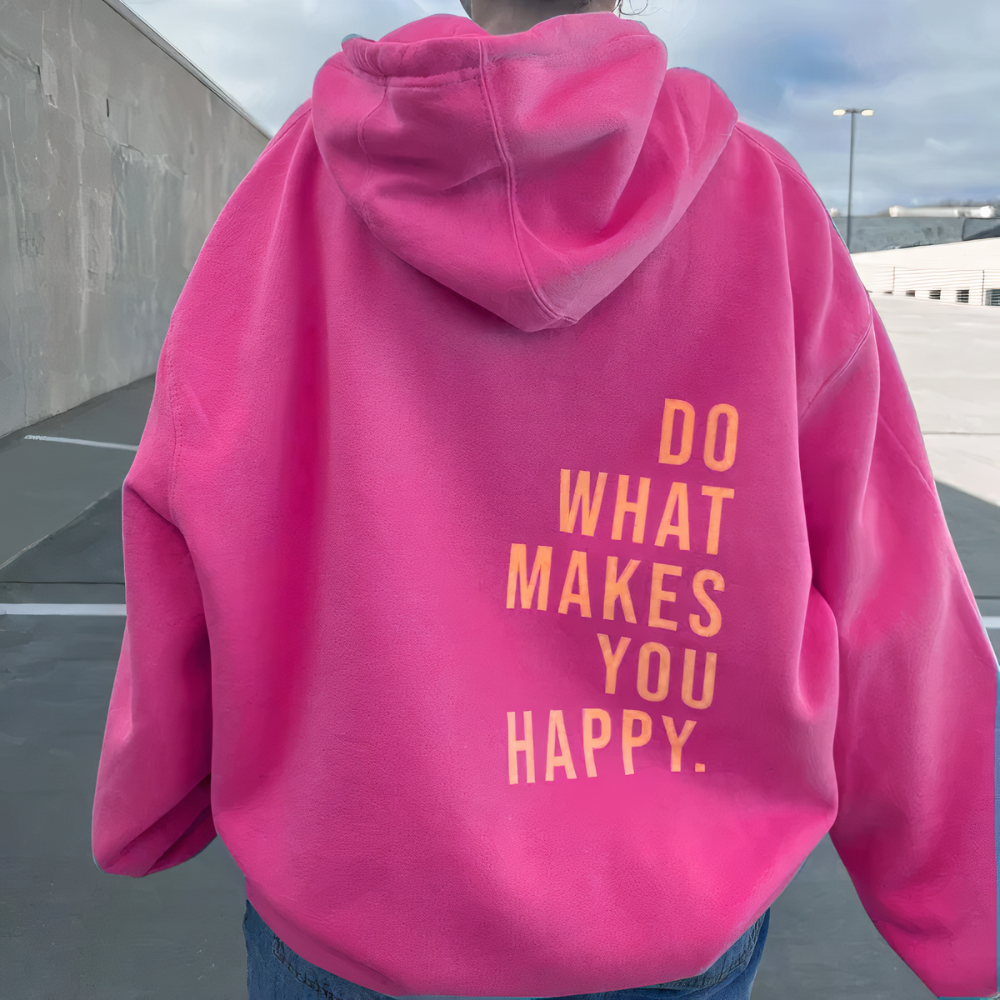 Leandra | Cosy Hooded Sweatshirt with Text Print | Women Fashion