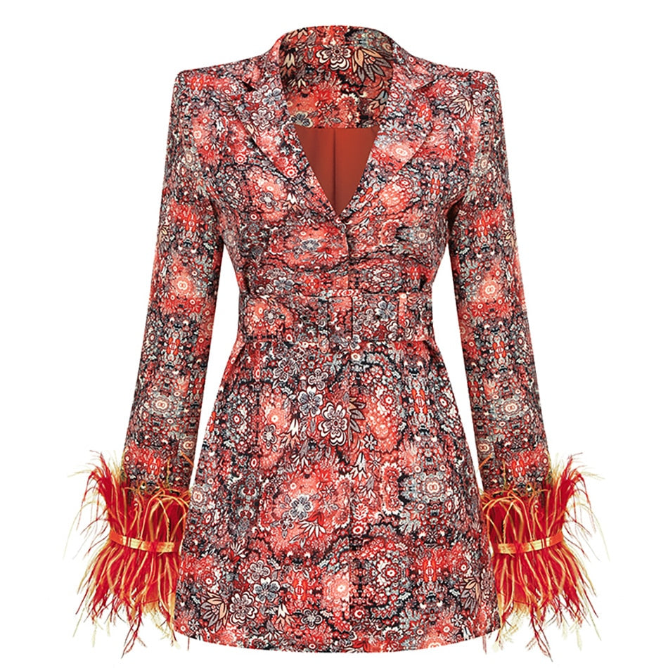 Variant image for Floral Print Blazer Dress for Women - Stylish V-Neck, All-Season Comfort-1