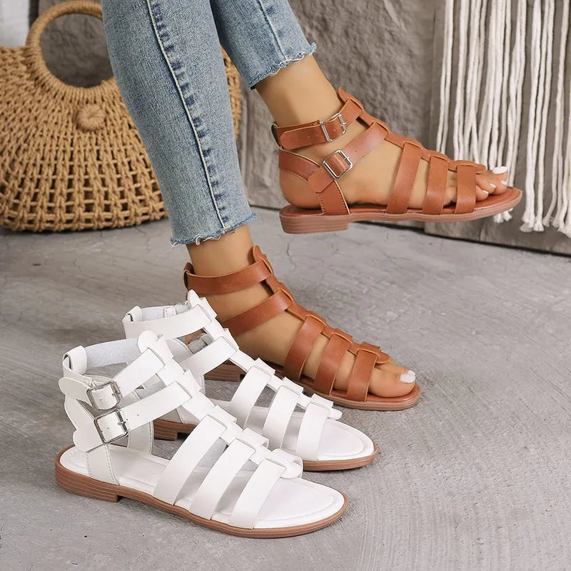 Ava | Elegant Women's Sandals Brown White