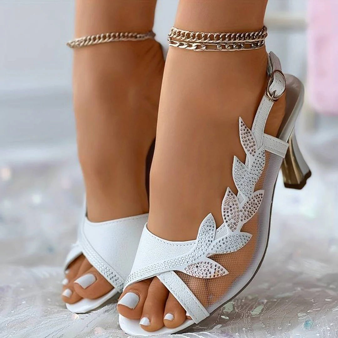 Bellezza | Elegant Slingback Sandals with Intricate Leaf Detail-5