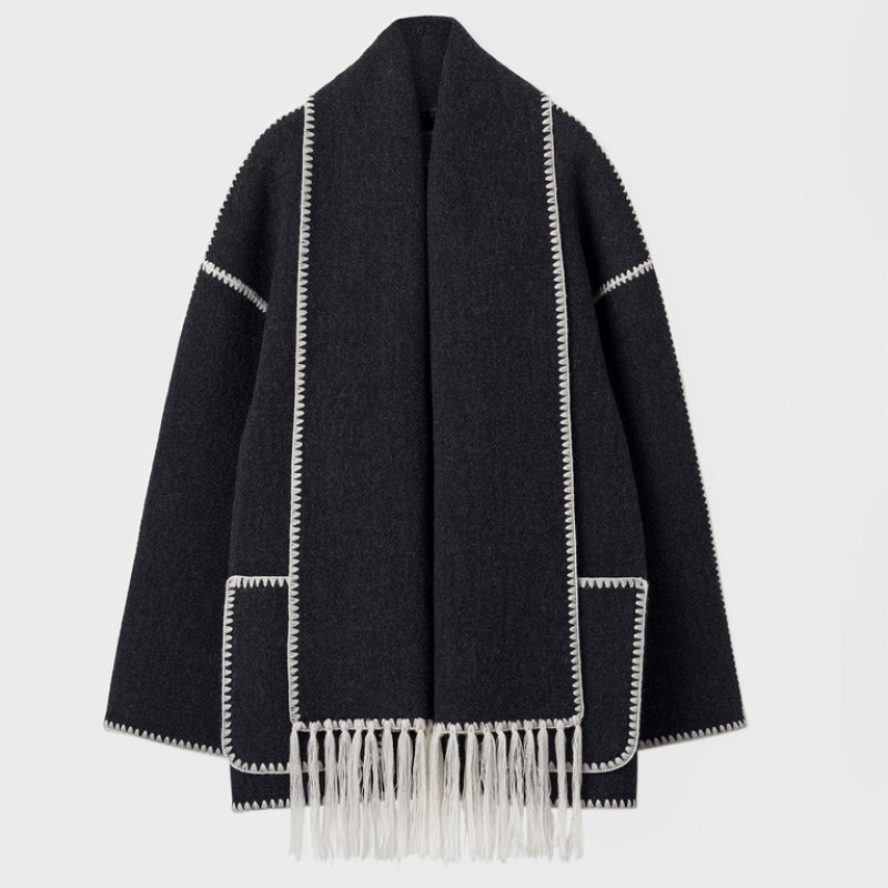 Lauren | Mélange woollen scarf jacket