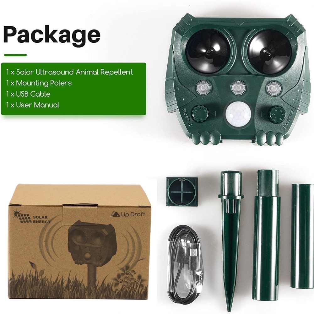 UltraSonic | Repellent Ultrasonic and Noise Sonar Deterrent for Cat, Fox, Rat, Squirrel and Dog