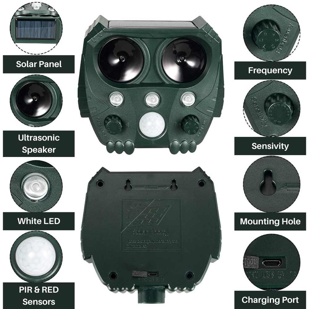 UltraSonic | Repellent Ultrasonic and Noise Sonar Deterrent for Cat, Fox, Rat, Squirrel and Dog