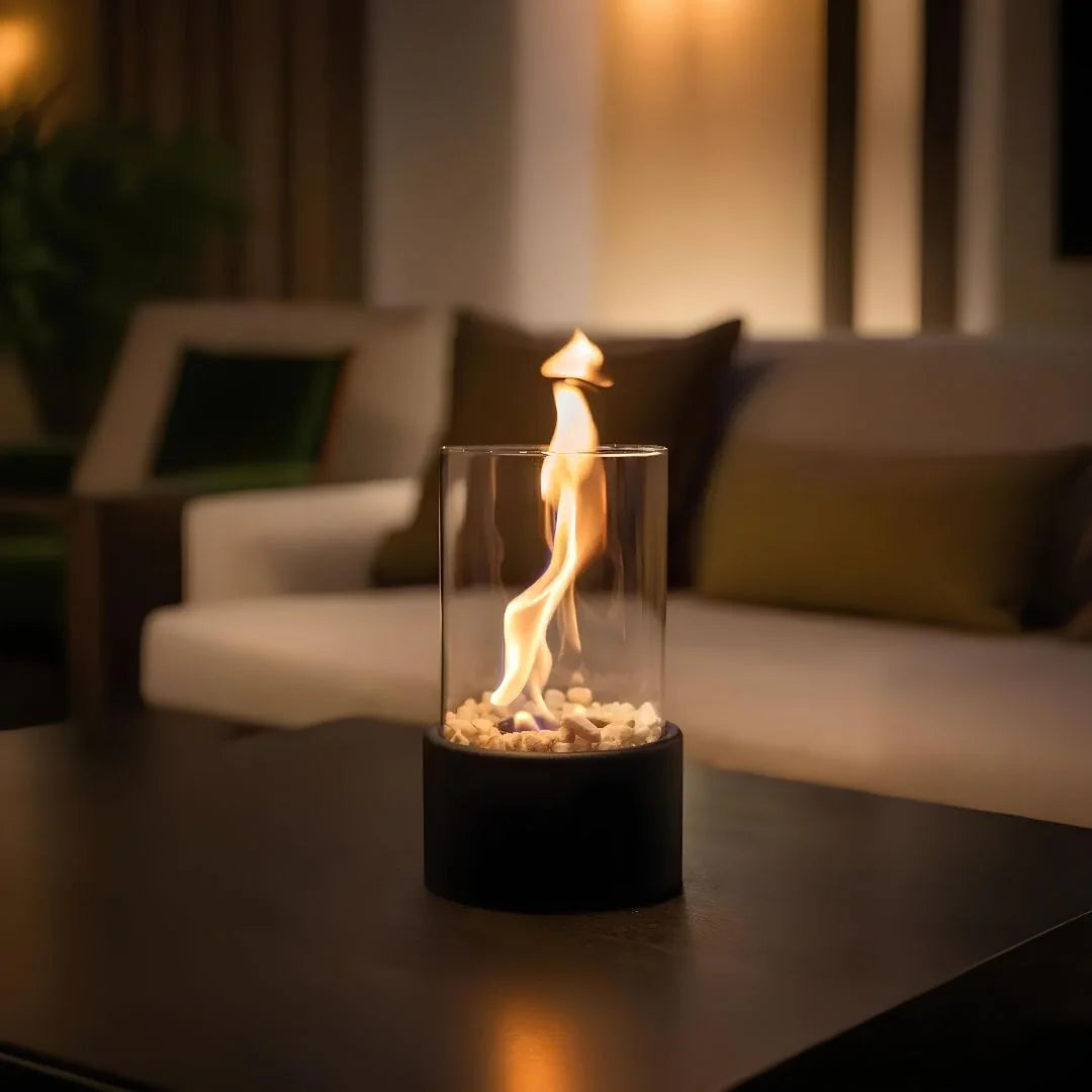 GlowEdge | Portable Glass Fireplace for Modern Indoor & Outdoor Ambience