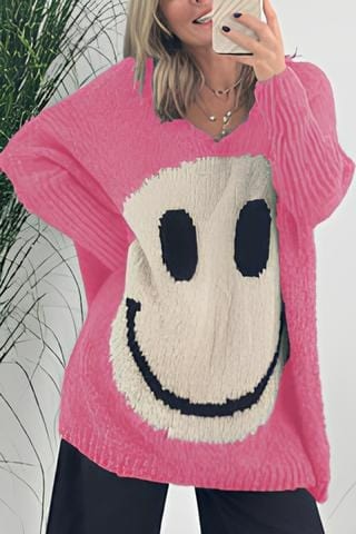 Variant image for Gillian Oversized Smiley Wool Jumper - Cozy Winter Essential for Casual Style-13