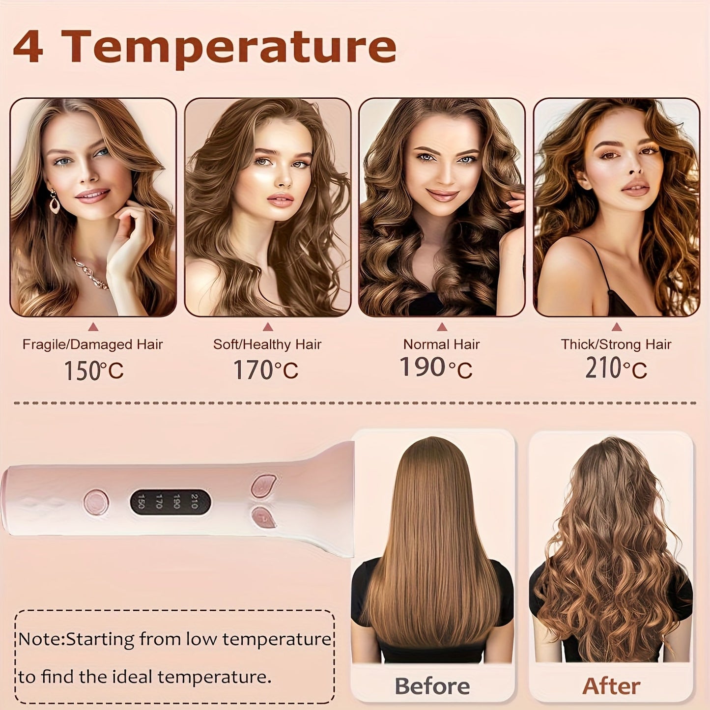 CurlGoddess | Professional Auto Curler – Quick, Even Curls with Anti-Scald Design