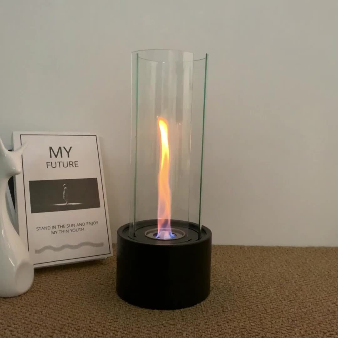 TwistFlame | Tabletop Fireplace – Elegant Swirling Glass Design