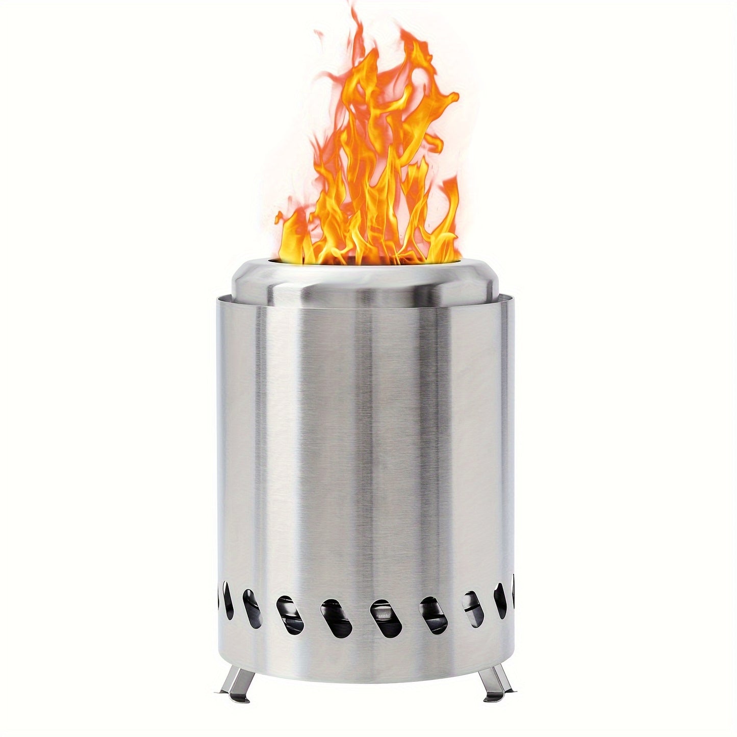 SteelGlow | Mini Fire Pit – Polished Stainless Steel Round Design