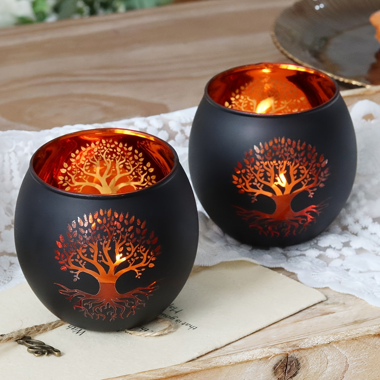 EternaTree | Candle Holders – Tree of Life Black & Gold
