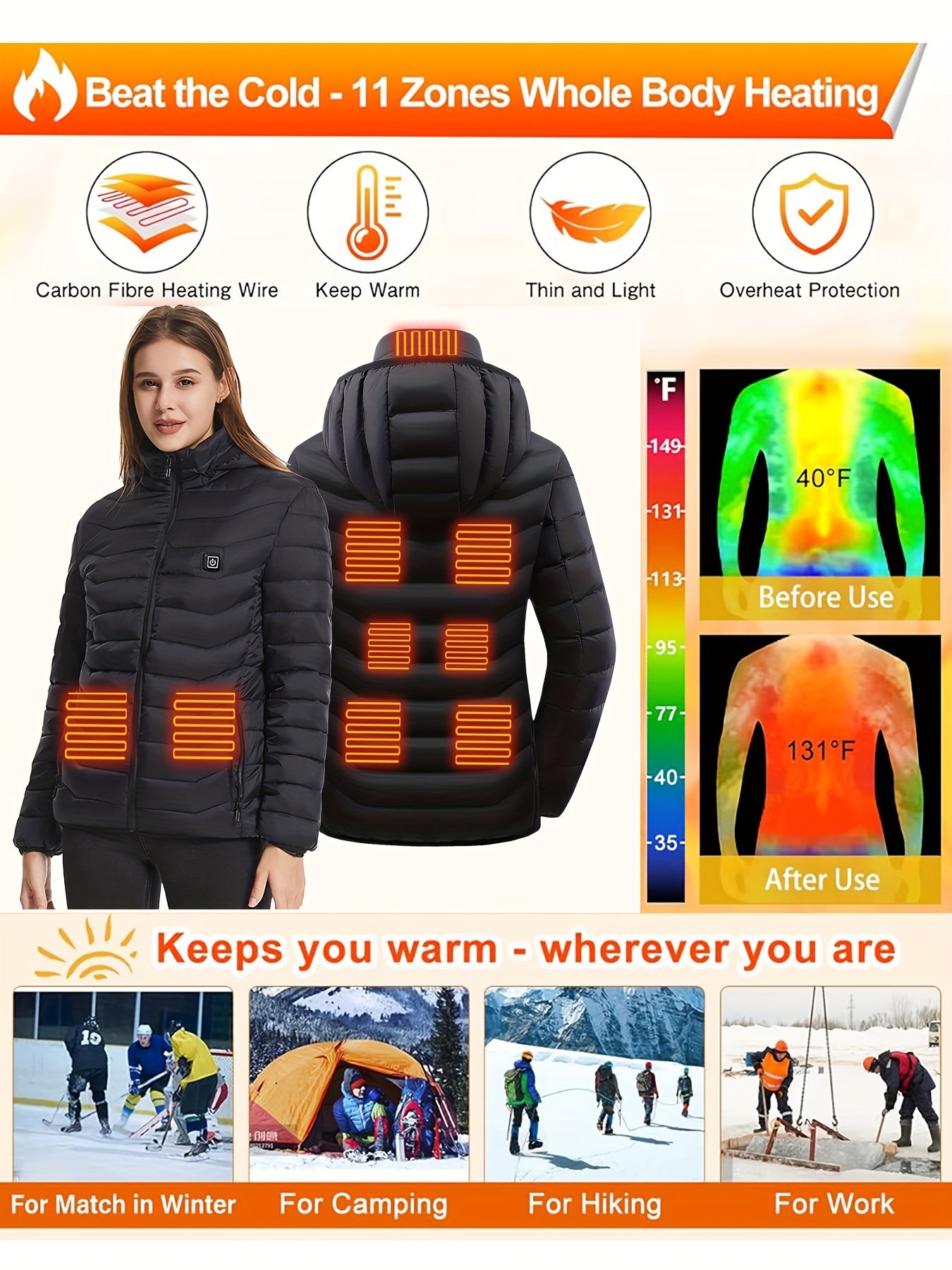 Zara | Women’s Heated Jacket – USB Rechargeable & Lightweight