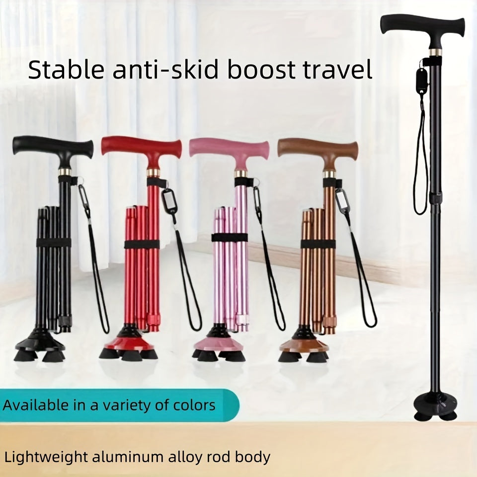 GlideGrip | 4-Leg Walking Stick – Foldable, Stable & Safe for Daily Use