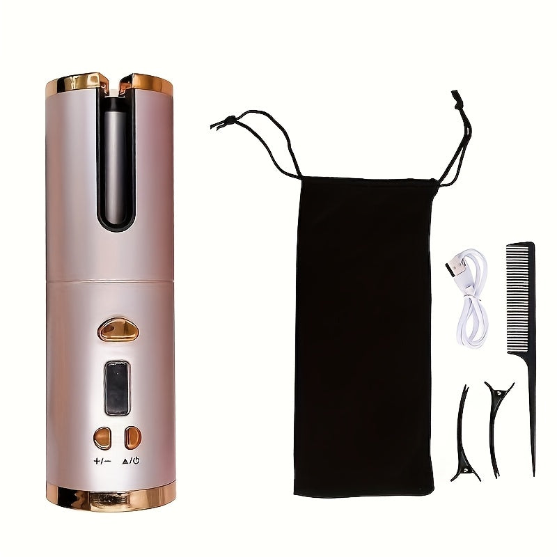 GlamGo | Portable Hair Curler – Rechargeable Wand with Auto-Off Safety Feature
