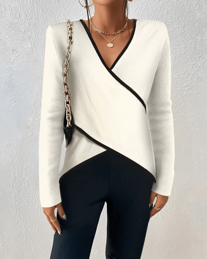Alessia | Elegant V-Neck Long Sleeve Sweater | Women’s Fashion