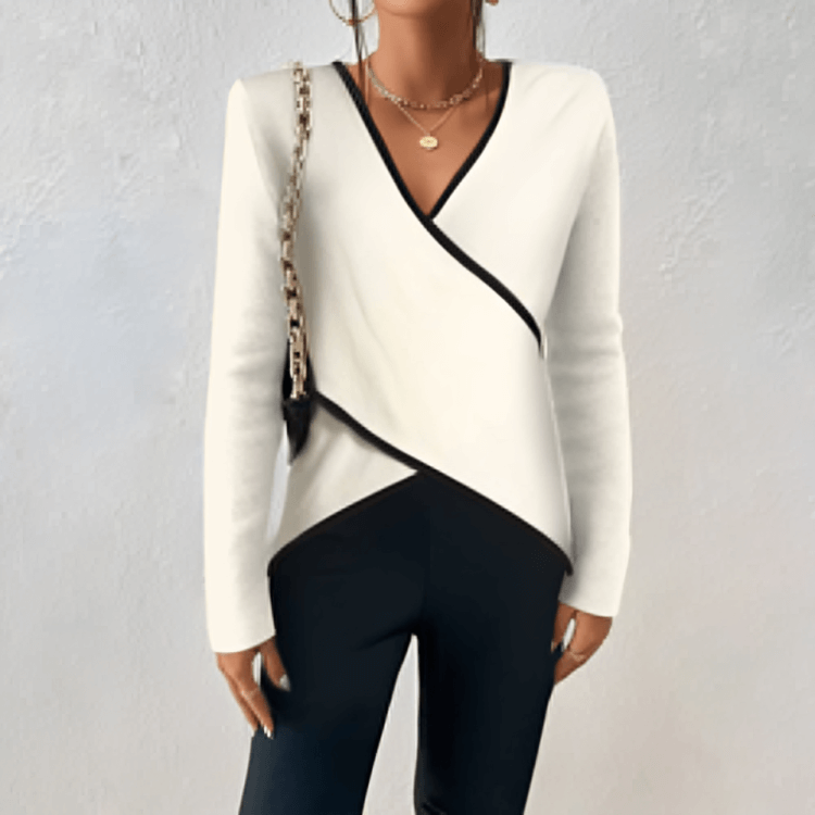 Alessia | Elegant V-Neck Long Sleeve Sweater | Women’s Fashion