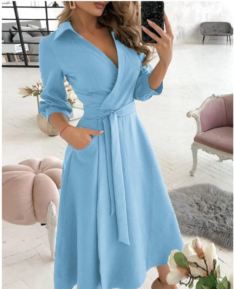 Variant image for Amara | Women's Dress – Timeless Wrap Elegance-16