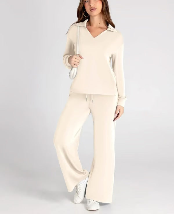 Variant image for Bella Notte | Women's Two Piece Set – Elegant V-Neck Sweatshirt & Trousers-16