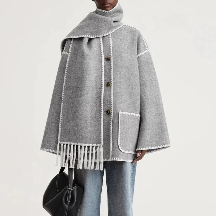 Lauren | Mélange woollen scarf jacket