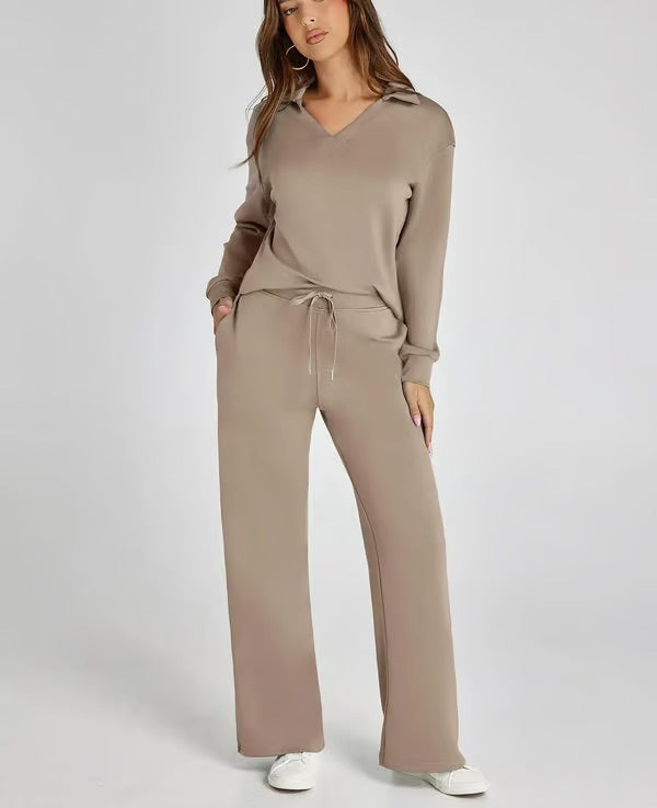 Variant image for Bella Notte | Women's Two Piece Set – Elegant V-Neck Sweatshirt & Trousers-22