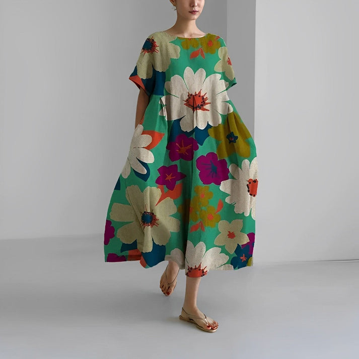 Boho Chic Women's Summer Maxi Dress - Floral Print & Loose Fit, Plus Size Available-6