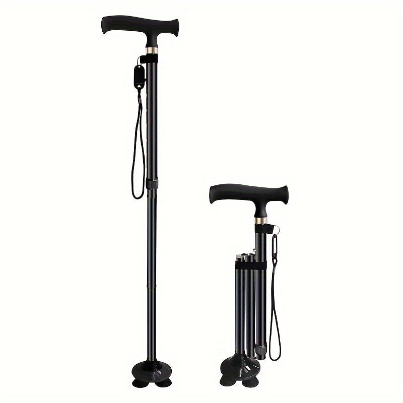 GlideGrip | 4-Leg Walking Stick – Foldable, Stable & Safe for Daily Use