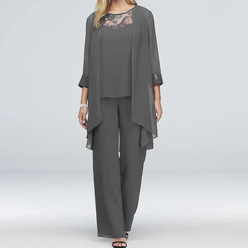 Variant image for Elegant Women's Chiffon Three-Piece Co-ords Set for Spring/Summer Events-16