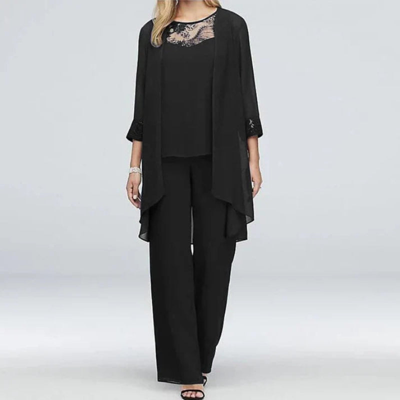 Variant image for Elegant Women's Chiffon Three-Piece Co-ords Set for Spring/Summer Events-11
