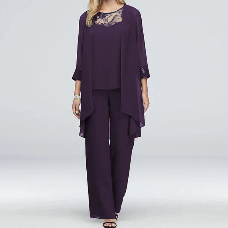 Variant image for Elegant Women's Chiffon Three-Piece Co-ords Set for Spring/Summer Events-6