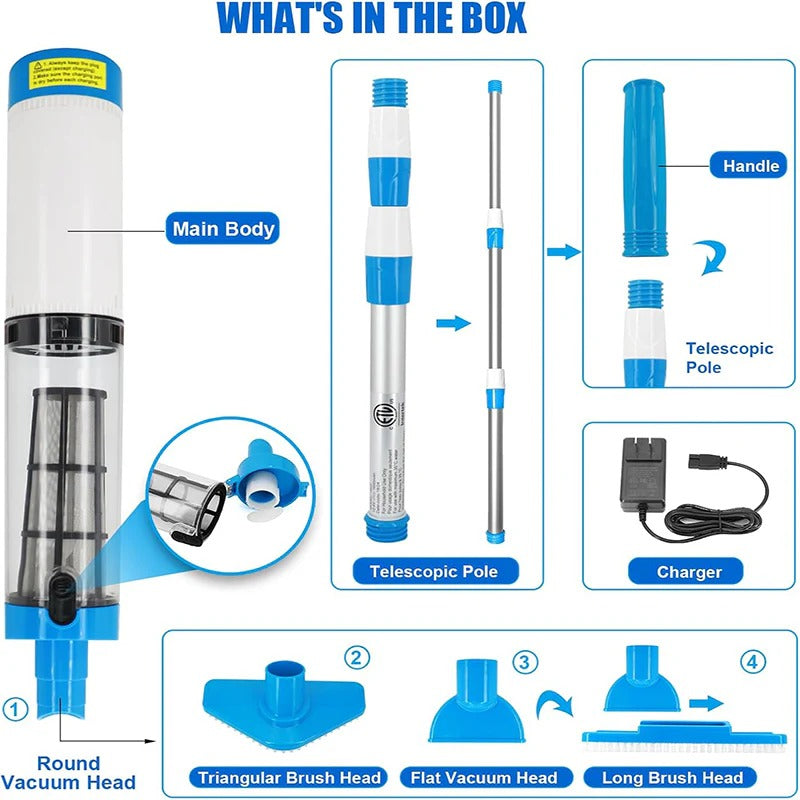 AquaSweep | 3 in 1 cordless, rechargeable pool vacuum cleaner