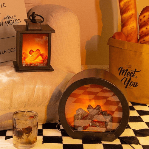 AmberFlare | Rustic LED Fireplace Lamp