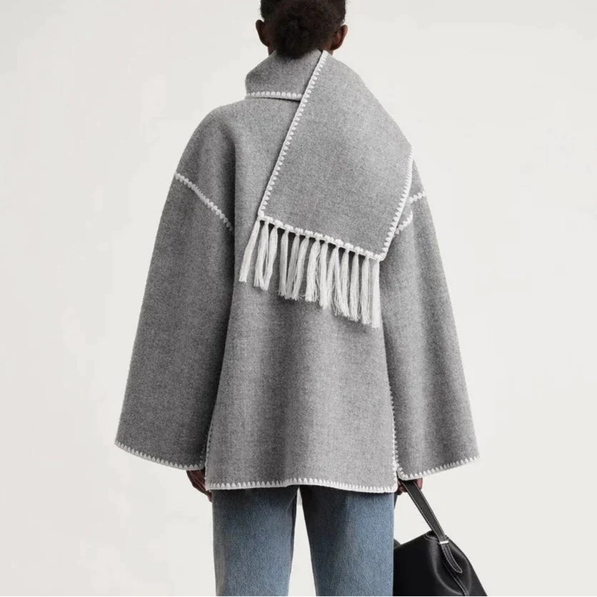 Lauren | Mélange woollen scarf jacket